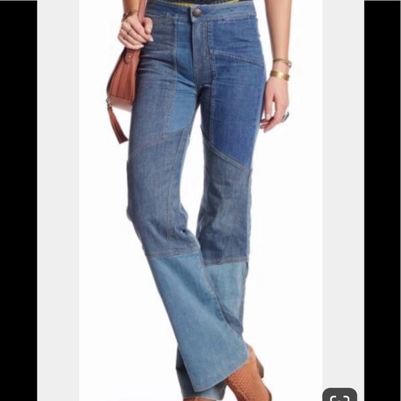 Free People Denim - FREE PEOPLE Alissas Patchwork Flare Jeans NWT - 25